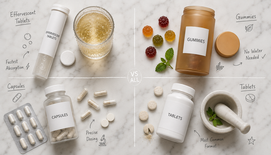 Modern Supplement Formats Guide: Tablets vs Capsules vs Gummies vs Effervescent
